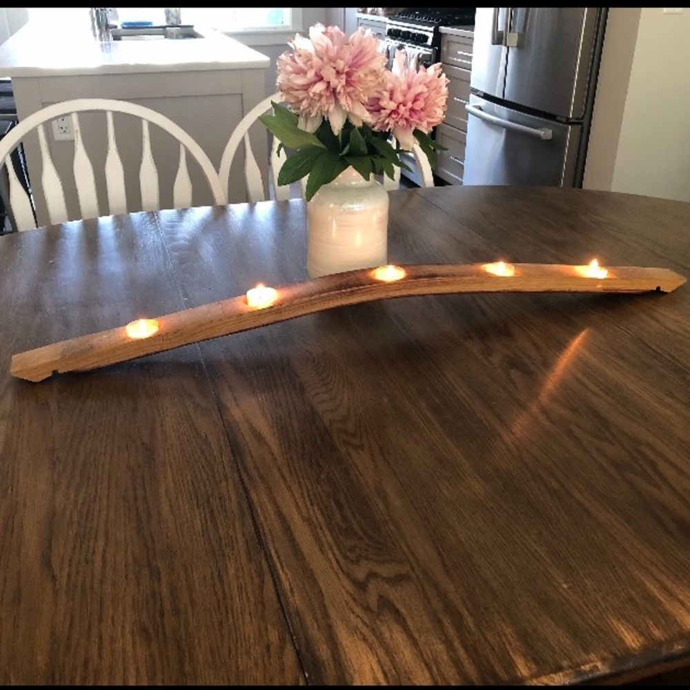 Candle holders made from Wine barrel